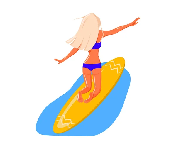 Fille avec planche de surf. Surfeur — Image vectorielle