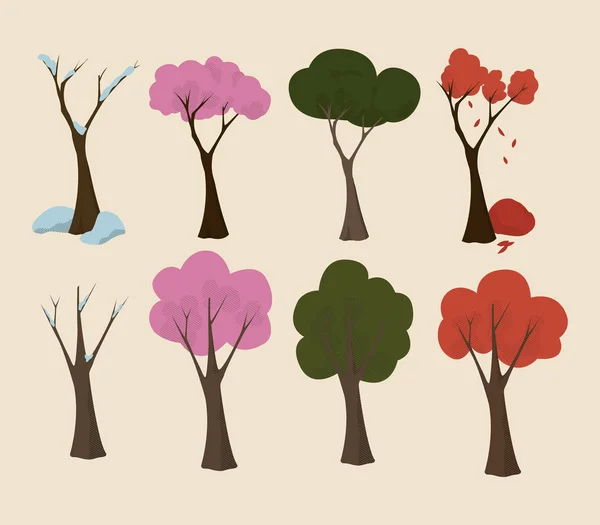 Arbres en quatre saisons . — Image vectorielle