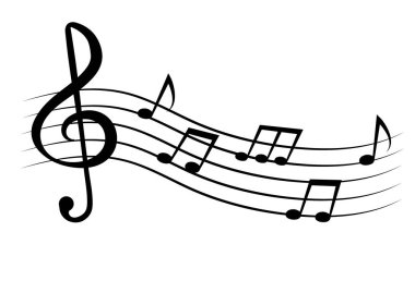 Müzik notaları ve semboller izole.