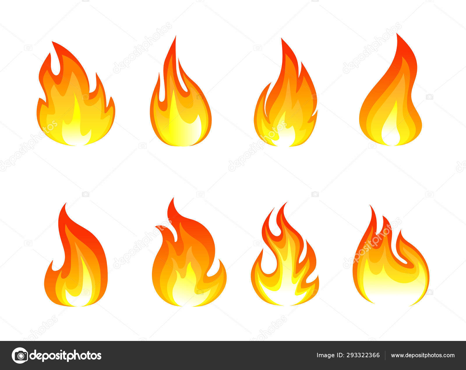Ilustração em vetor de fogo e sinal vermelho. conjunto de fogo e fogueira
