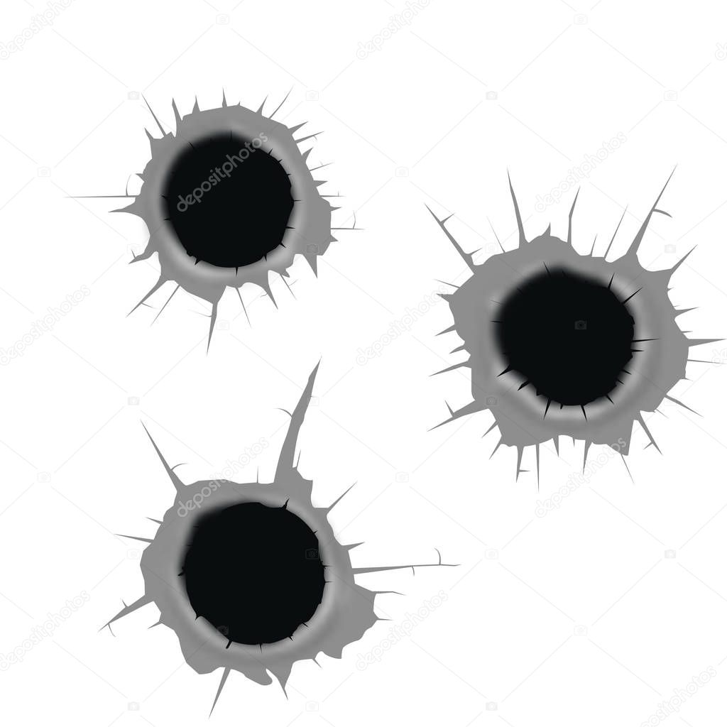 Bullet holes vector illustration.