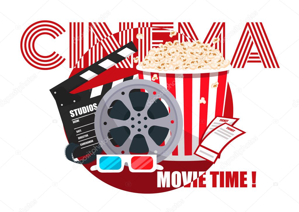 Movie time vector illustration.