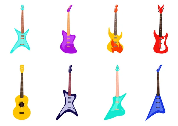 Set of guitars isolated — Stock Vector