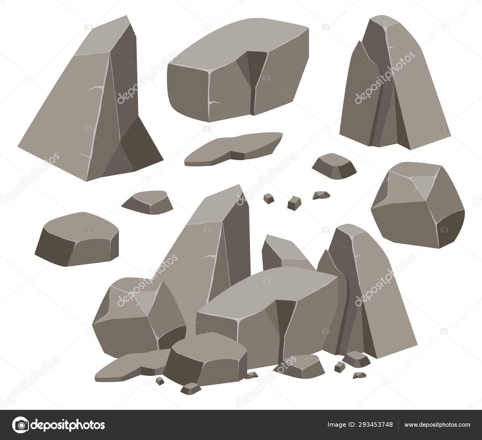 Rock stone big set cartoon. Stock Vector Image by ©KingVector #293453748