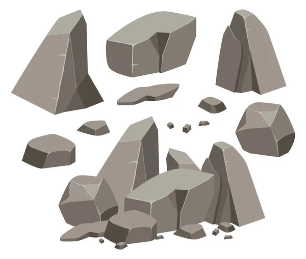 Piedra de roca gran conjunto de dibujos animados . — Vector de stock