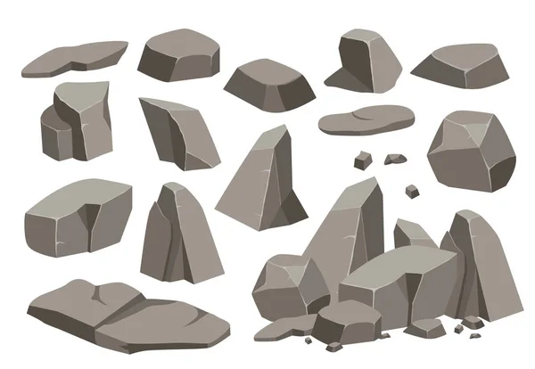 Pedra de rocha grande conjunto cartoon . — Vetor de Stock