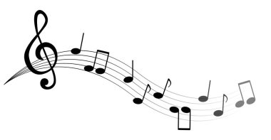 Müzik notaları ve semboller izole.