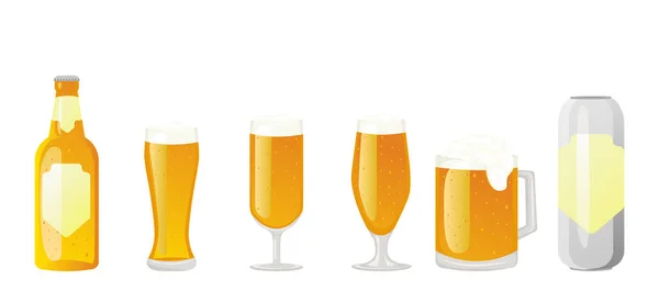 Ποτήρι μπύρας, κούπα, μπουκάλι. — Διανυσματικό Αρχείο