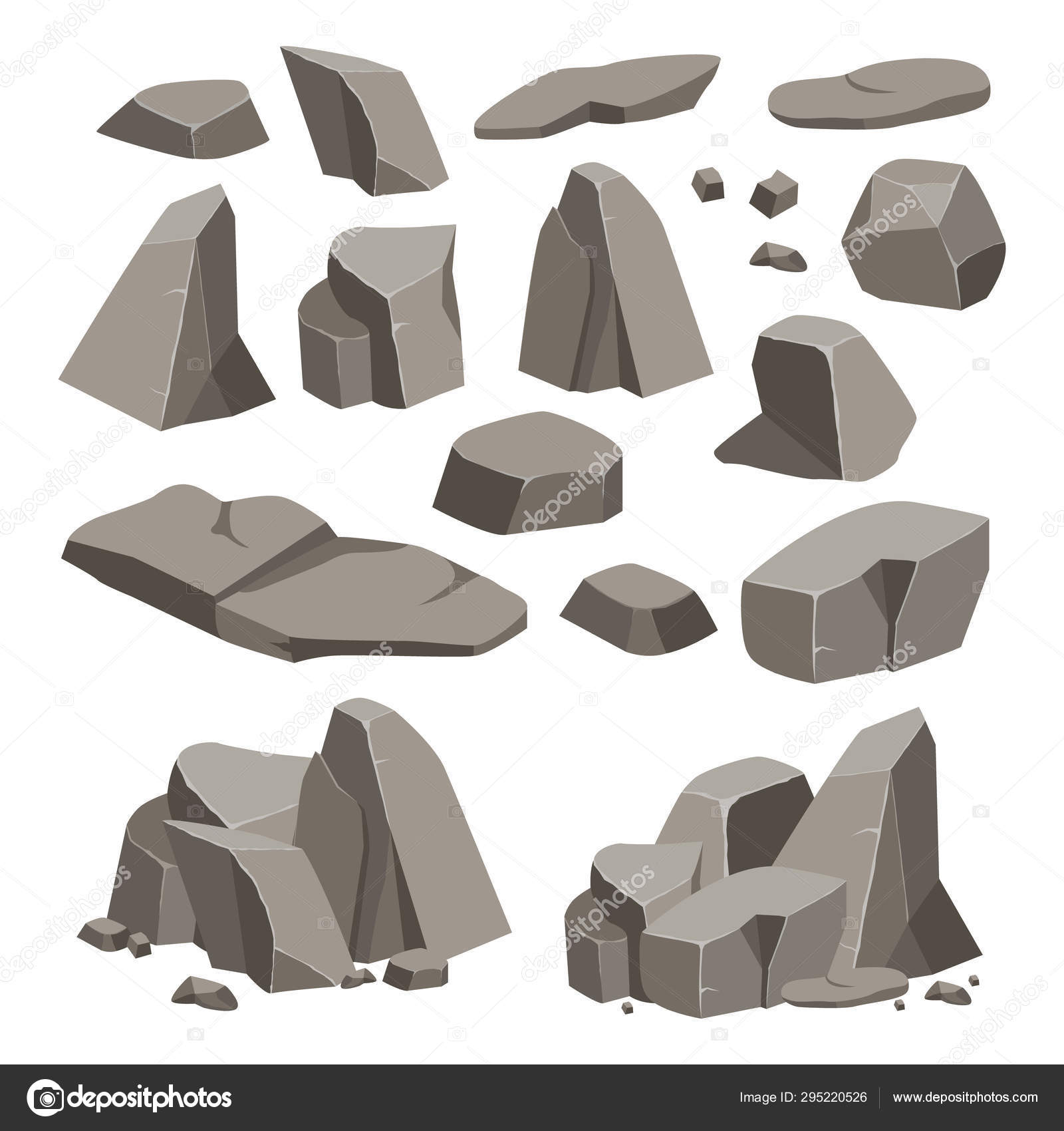 Rock stone big set cartoon. Stock Vector Image by ©KingVector #295220526