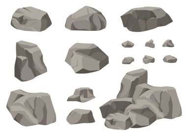 Rock stone set cartoon. clipart