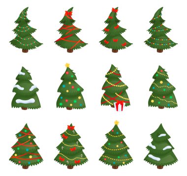 Noel ağaçları izole ayarlayın.