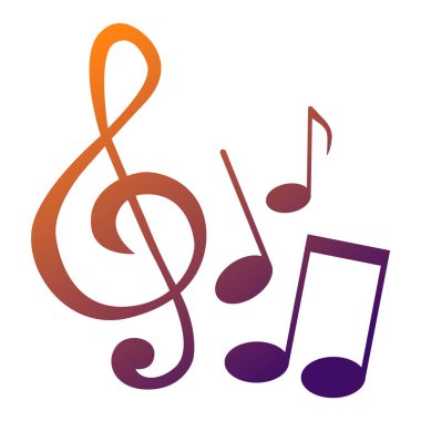 Müzik notaları ve semboller izole.