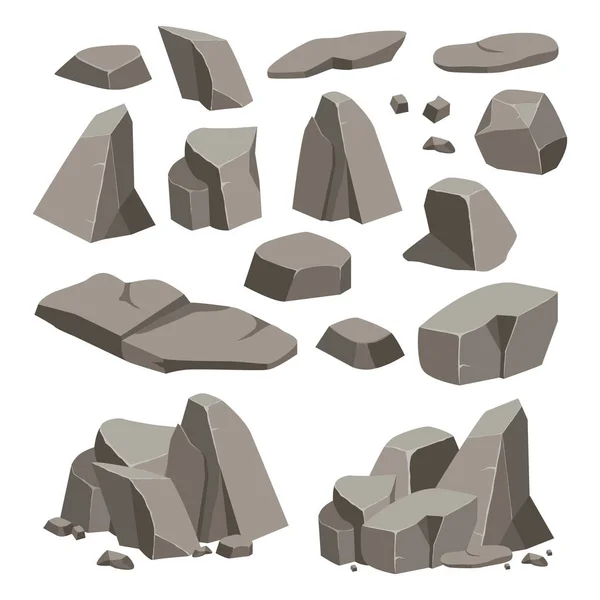 Rock sten stora set tecknad. — Stock vektor