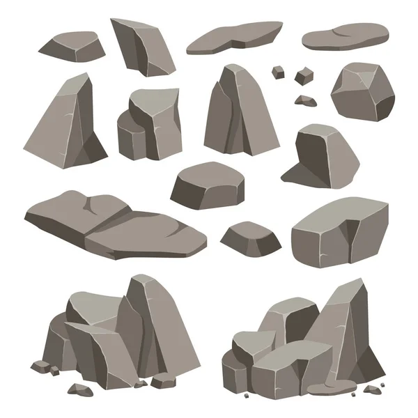 Pedra de rocha grande conjunto cartoon . — Vetor de Stock