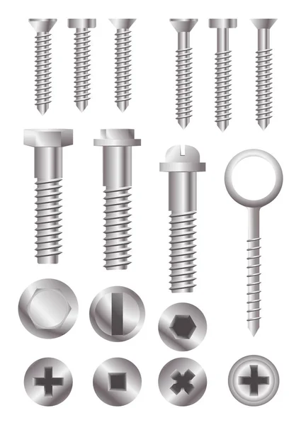 Metal cıvata kafaları. — Stok Vektör