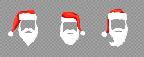 Sombreros de Papá Noel bigote, barba . — Vector de stock