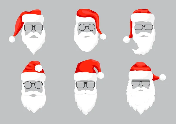 Санта Клаус шляпа усы, бороды . — стоковый вектор