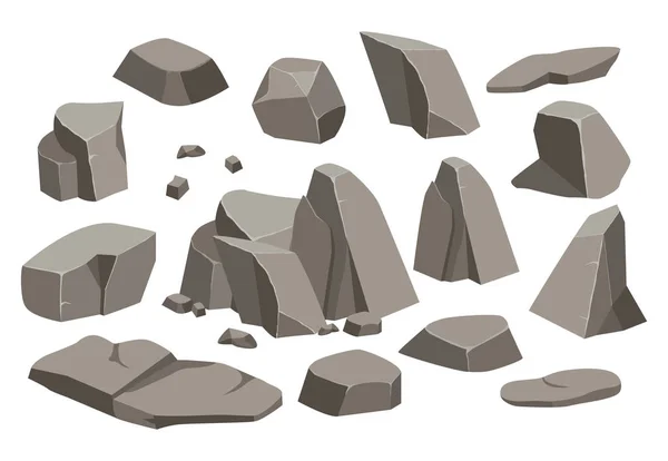 Piedra de roca gran conjunto de dibujos animados . — Vector de stock