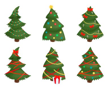 Noel ağaçları izole ayarlayın.