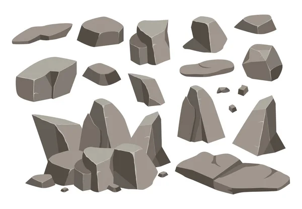 Piedra de roca gran conjunto de dibujos animados . — Archivo Imágenes Vectoriales