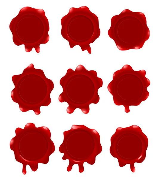 Selo de cera vermelha isolado no fundo branco —  Vetores de Stock