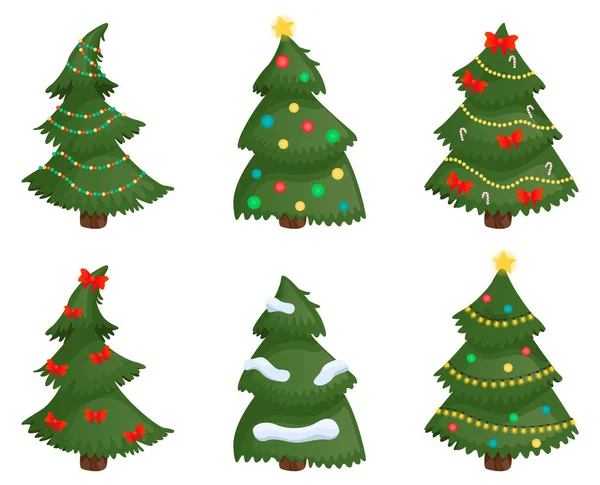 Christmas trees set isolated. — Stock Vector
