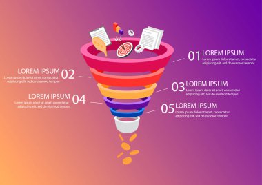 Satış Hunisi İş infographics.