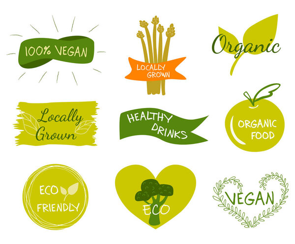 Vector eco, organic, bio logos or signs.