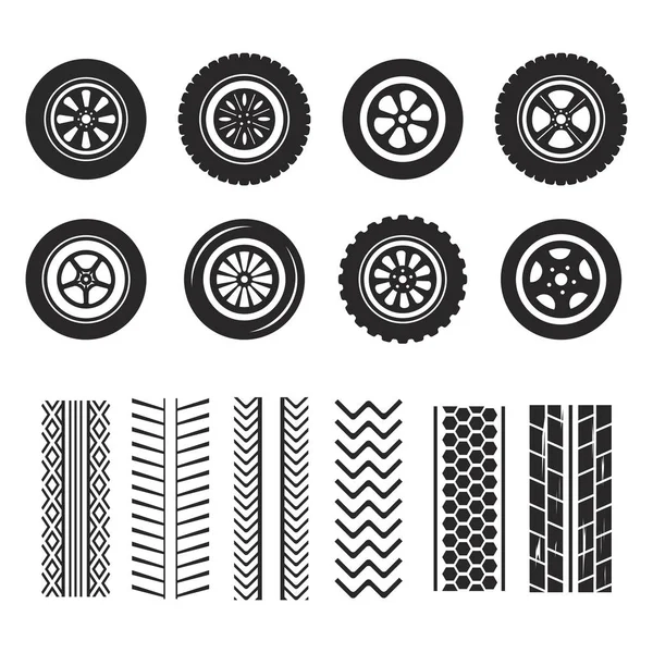 汽车轮胎和轨道痕迹 — 图库矢量图片