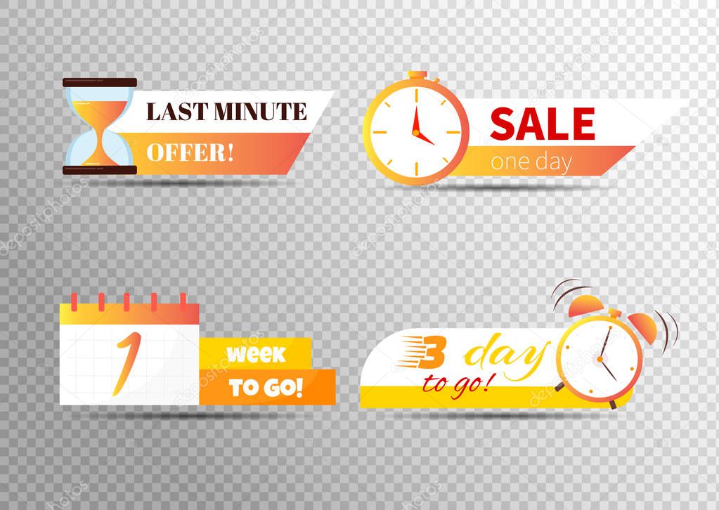 Sale countdown badges vector icons