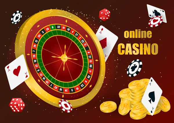 Ruleta de Casino con fichas — Vector de stock