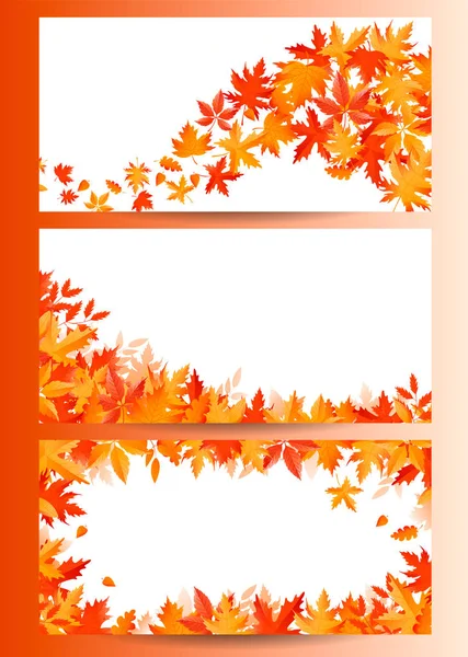 Bandera de otoño brillante hecha de hojas . — Vector de stock