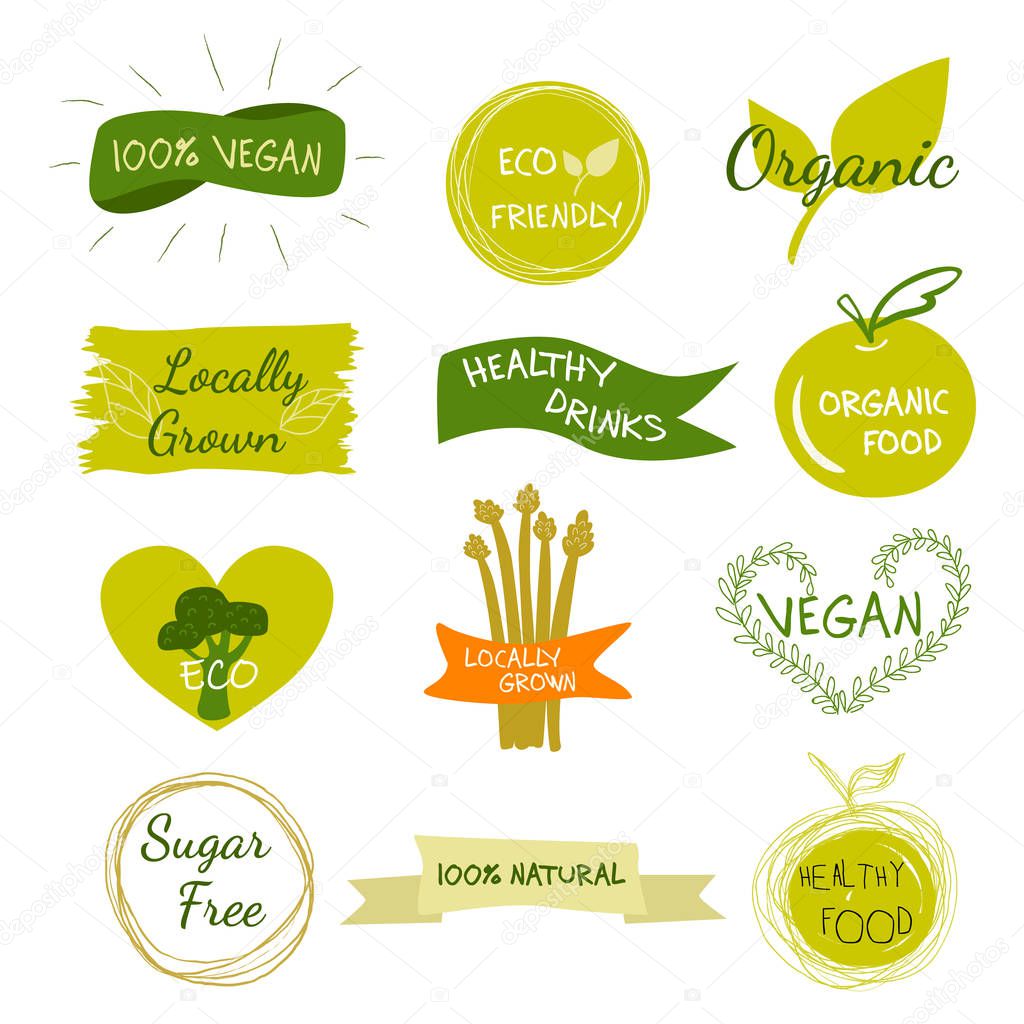Vector eco, organic, bio logos or signs.