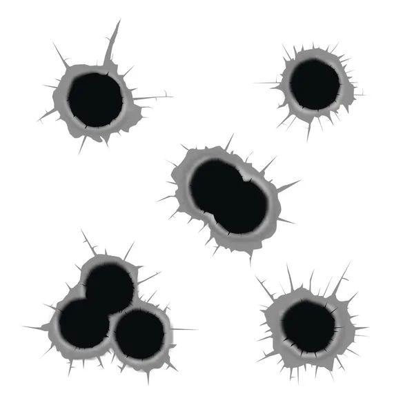 Bullet holes vector illustration. — Stock Vector