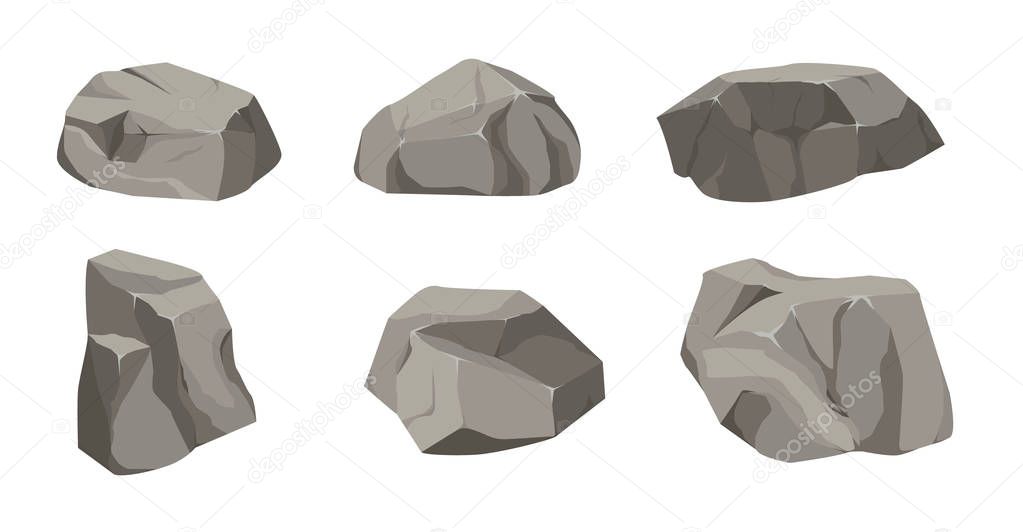 Rock stone set cartoon.