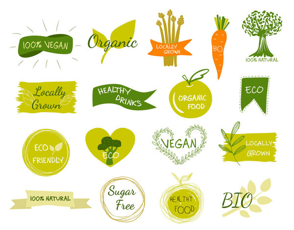 Vector eco, organic, bio logos or signs.