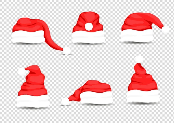 Cappelli di Babbo Natale, illustrazione vettoriale — Vettoriale Stock