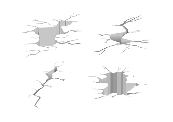 Grond scheuren. Aardbeving crack — Stockvector