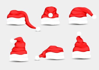 Noel Baba şapkaları, vektör illüstrasyon