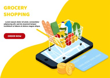 Evde market teslimatı ve akıllı telefon uygulaması.