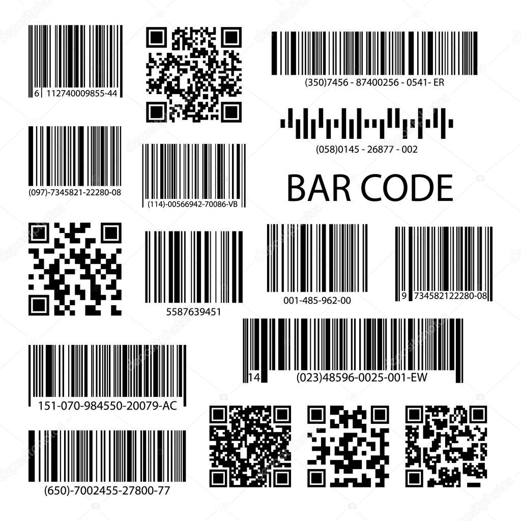 QR codes and barcode labels.