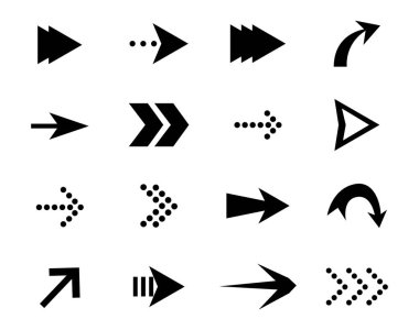 Siyah vektör okları kümesi.