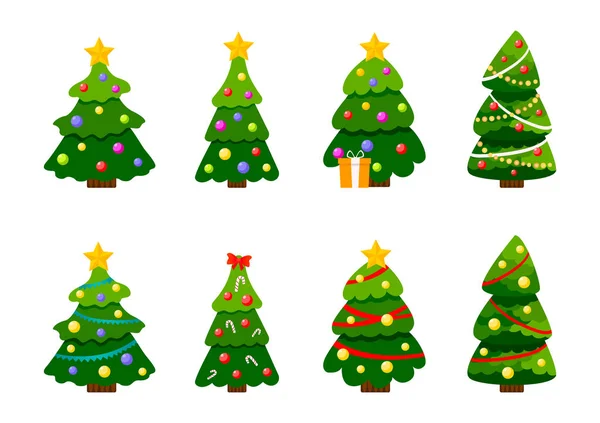 Different Christmas tree set — Stock Vector