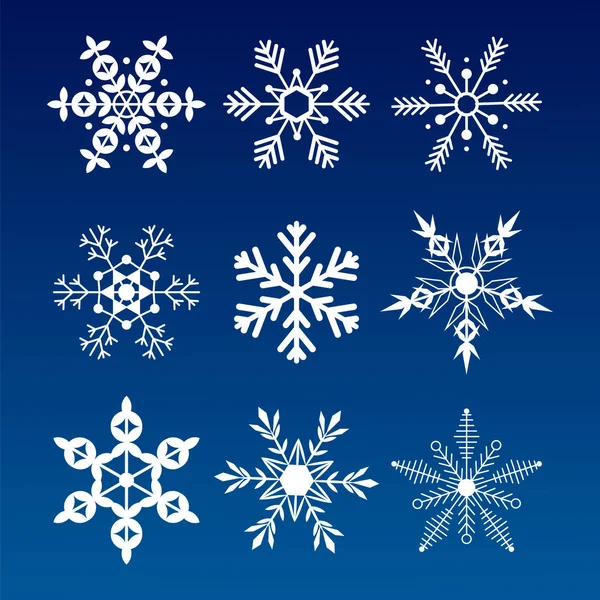 Collection flocons de neige illustration vectorielle — Image vectorielle
