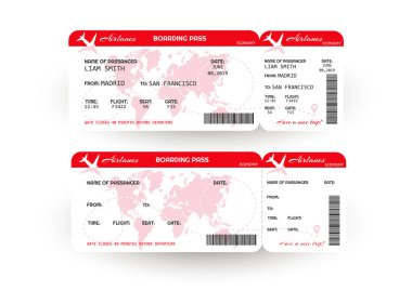 Uçak bileti. Bilet şablonu. 