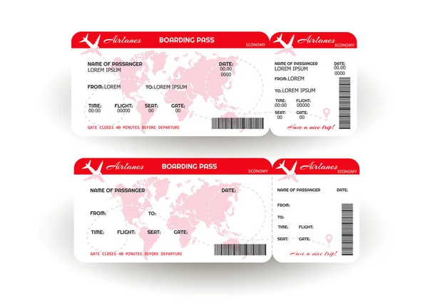 Αεροπορικό εισιτήριο. Πρότυπο εισιτηρίου εισόδου επιβίβασης. — Διανυσματικό Αρχείο