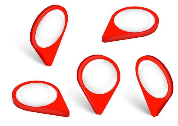 Définir le pointeur de carte 3d pin rouge isolé . — Image vectorielle