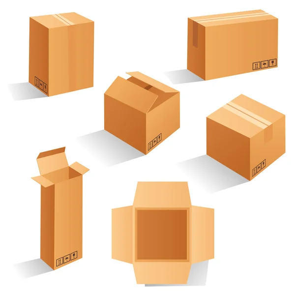 Набір макетів картонної коробки — стоковий вектор