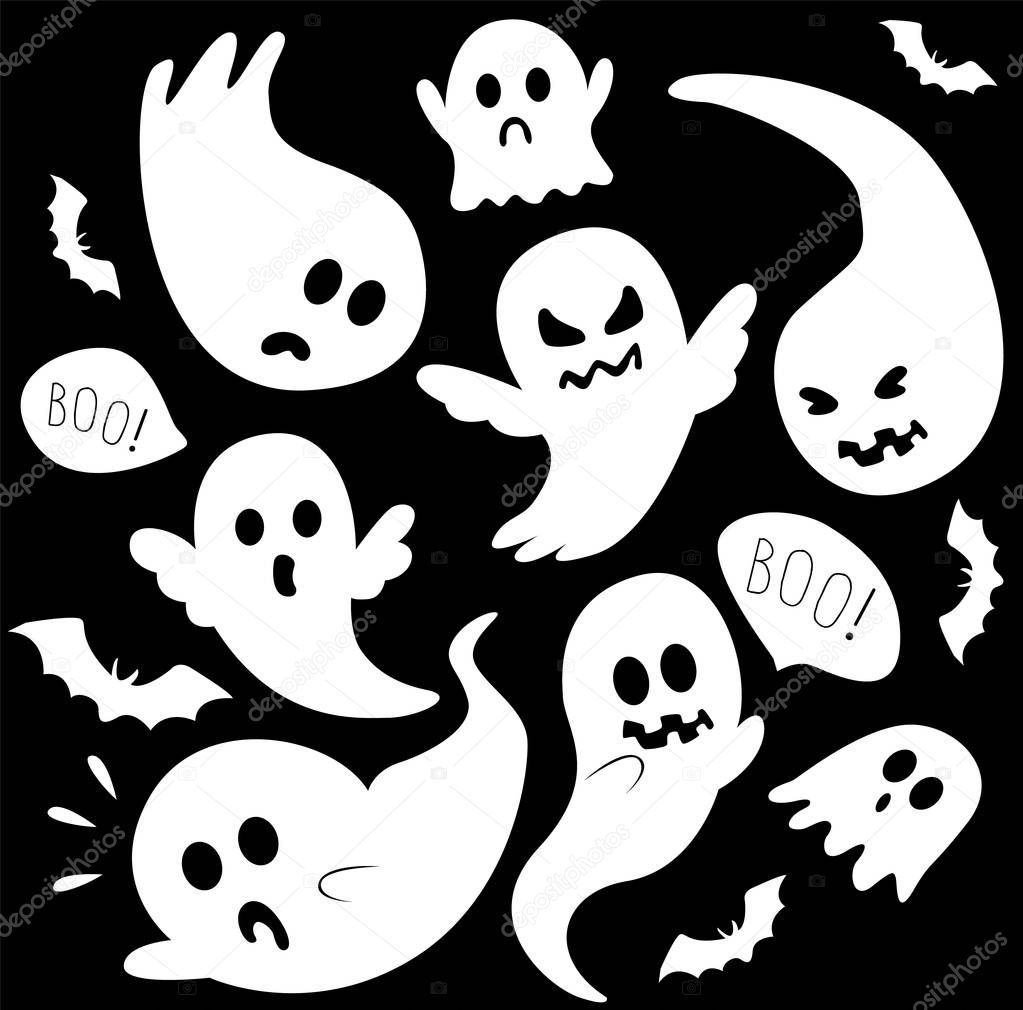 Scary white ghosts design