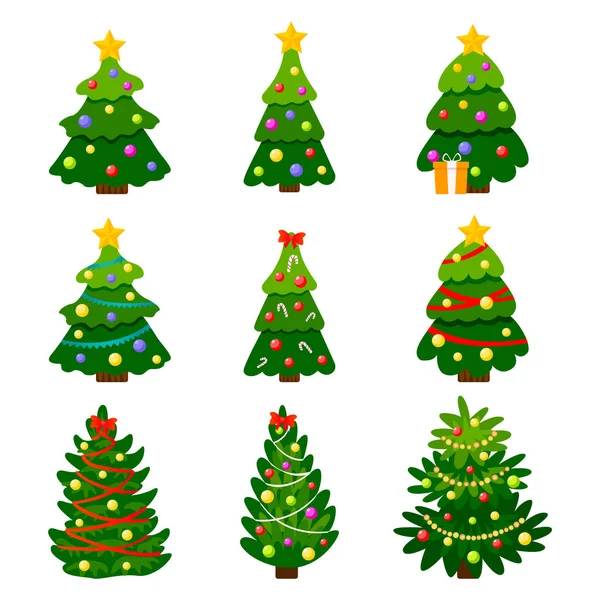 Conjunto de árvore de Natal diferente — Vetor de Stock